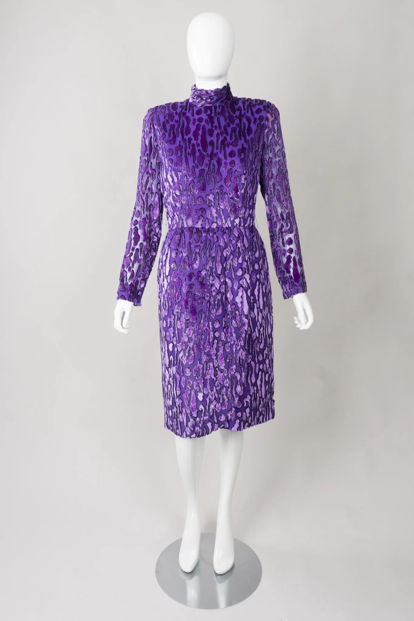 Animal Print Silk Velvet Burnout Dress