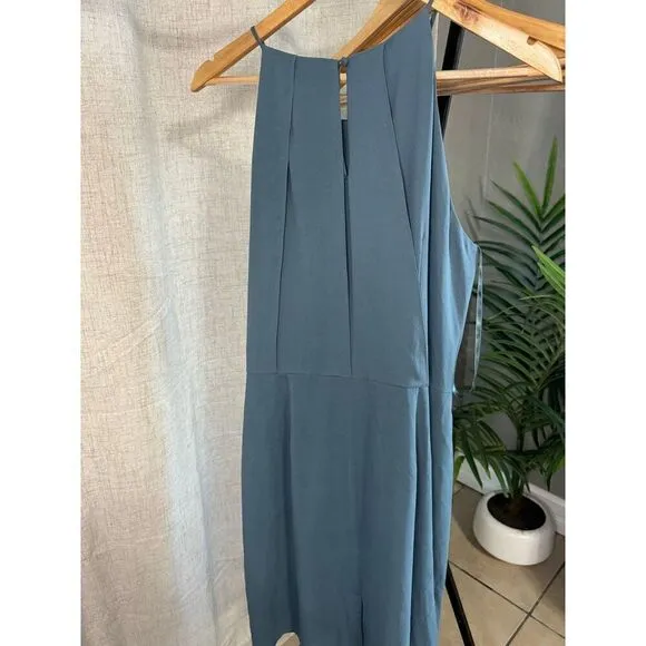Ann Taylor Dress Womens 12 Blue Silk Sleeveless Shift Cocktail Party Career NWT