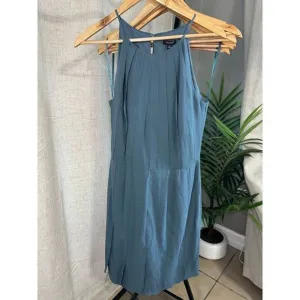 Ann Taylor Dress Womens 12 Blue Silk Sleeveless Shift Cocktail Party Career NWT