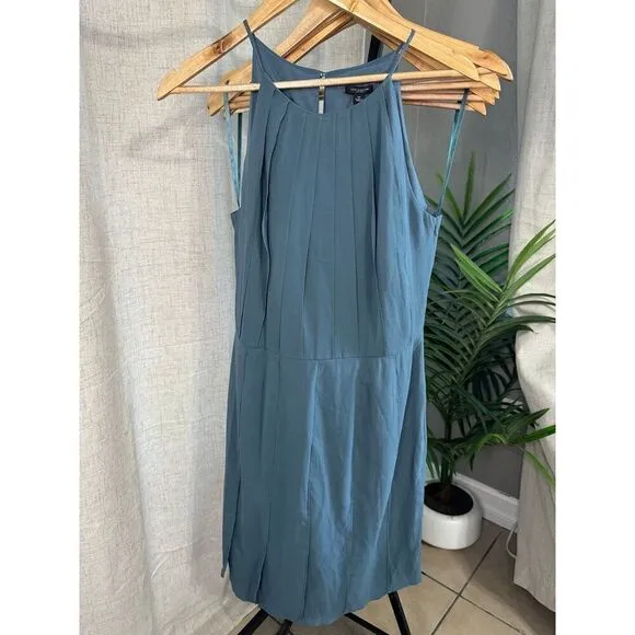 Ann Taylor Dress Womens 12 Blue Silk Sleeveless Shift Cocktail Party Career NWT
