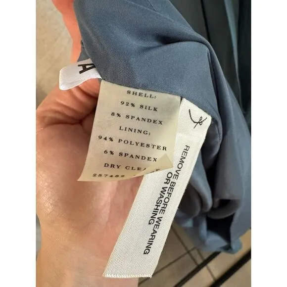 Ann Taylor Dress Womens 12 Blue Silk Sleeveless Shift Cocktail Party Career NWT