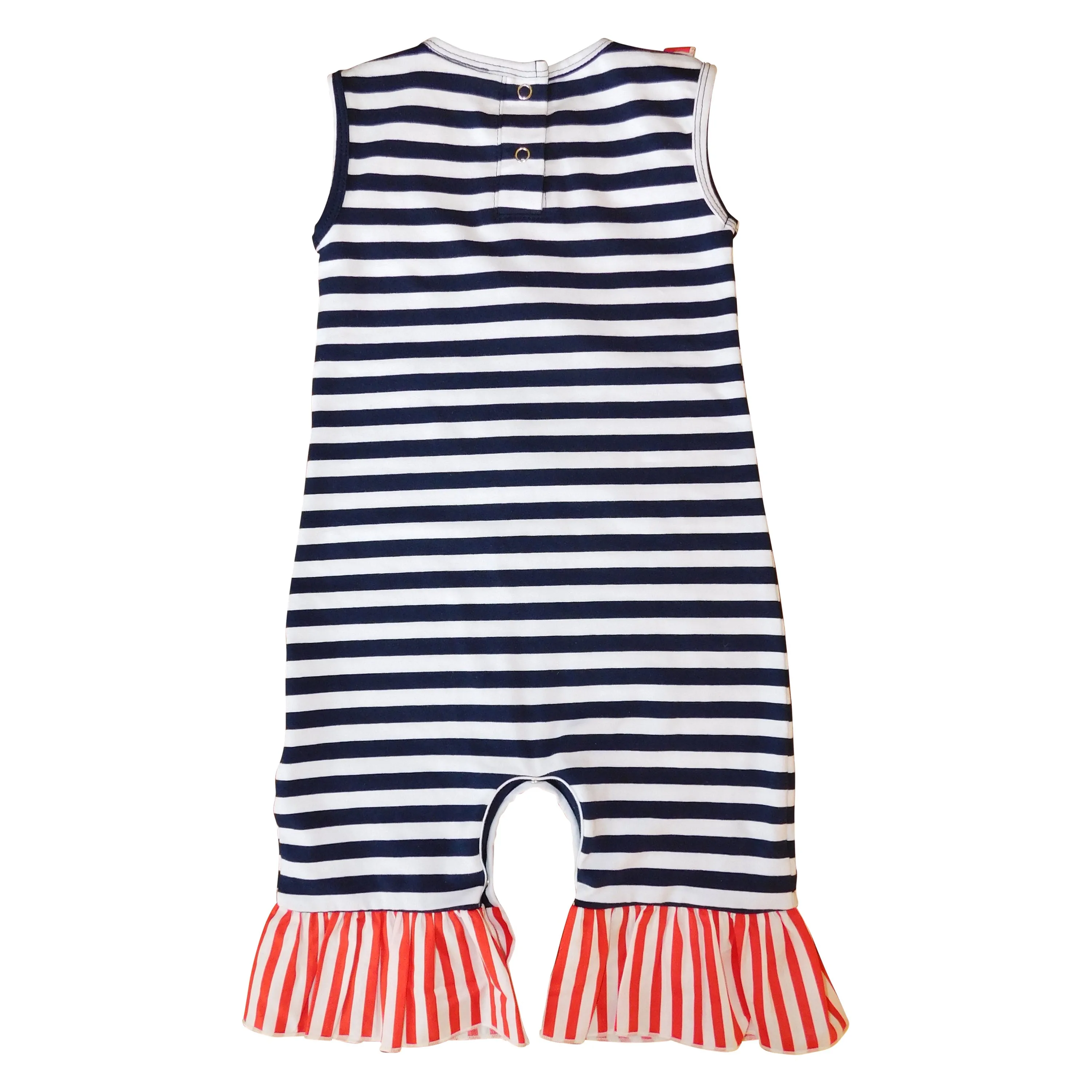 AnnLoren Baby Girls Summer Nautical Anchor Sailor Boutique Romper