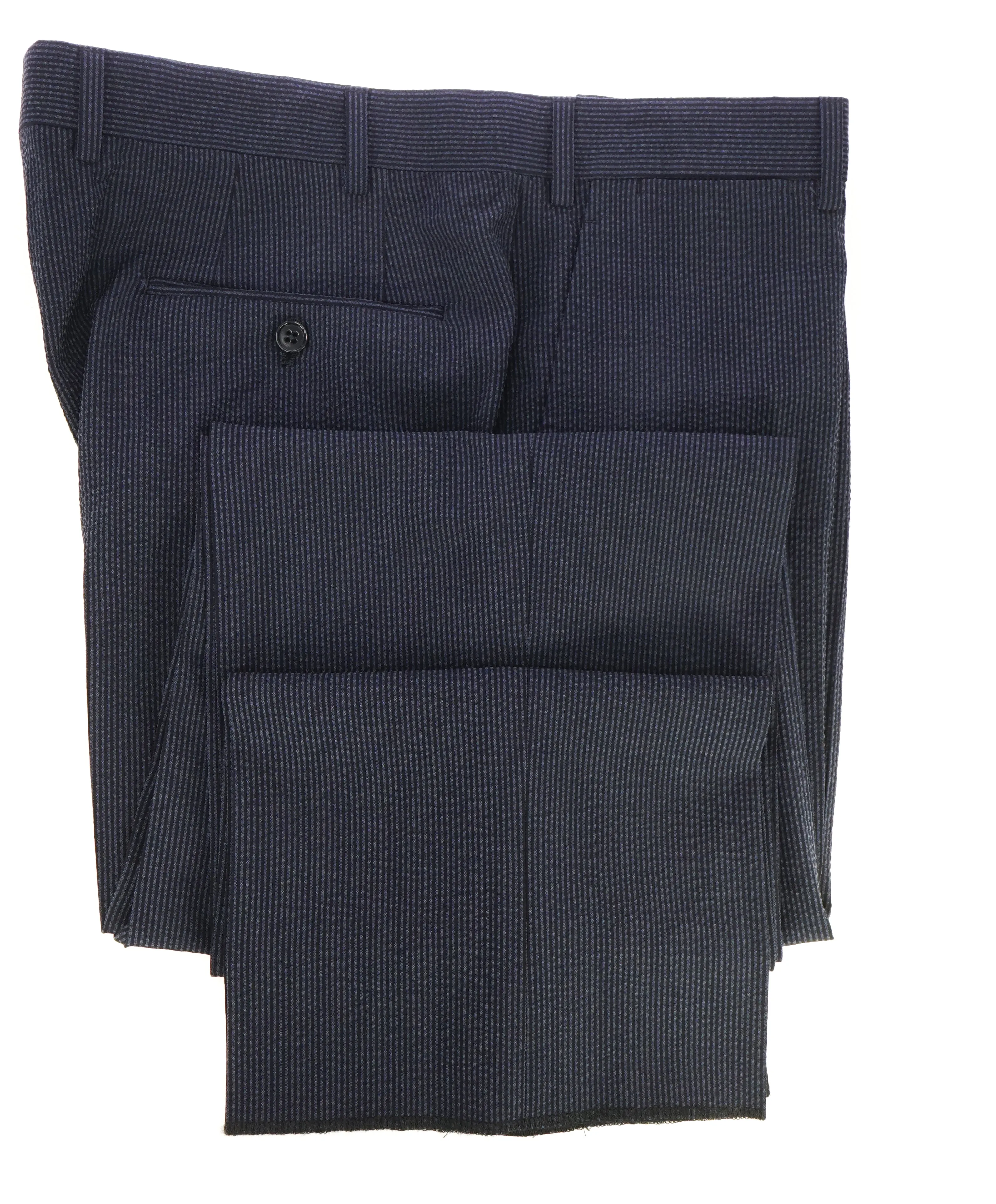ARMANI COLLEZIONI - SILK & WOOL Seersucker Stripe Flat Front Dress Pants - 36W