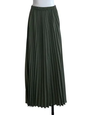 Army Green Pleated Skirt