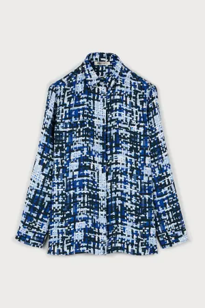 Artfully Crafted Weaving Tweed Printed Shirt, Merging Classic Charm Style