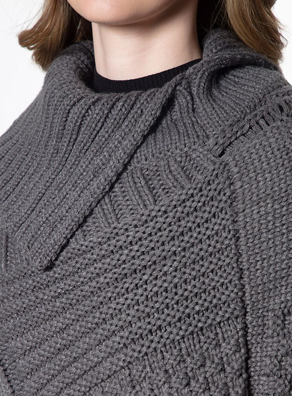 Asymmetric Knitted Poncho