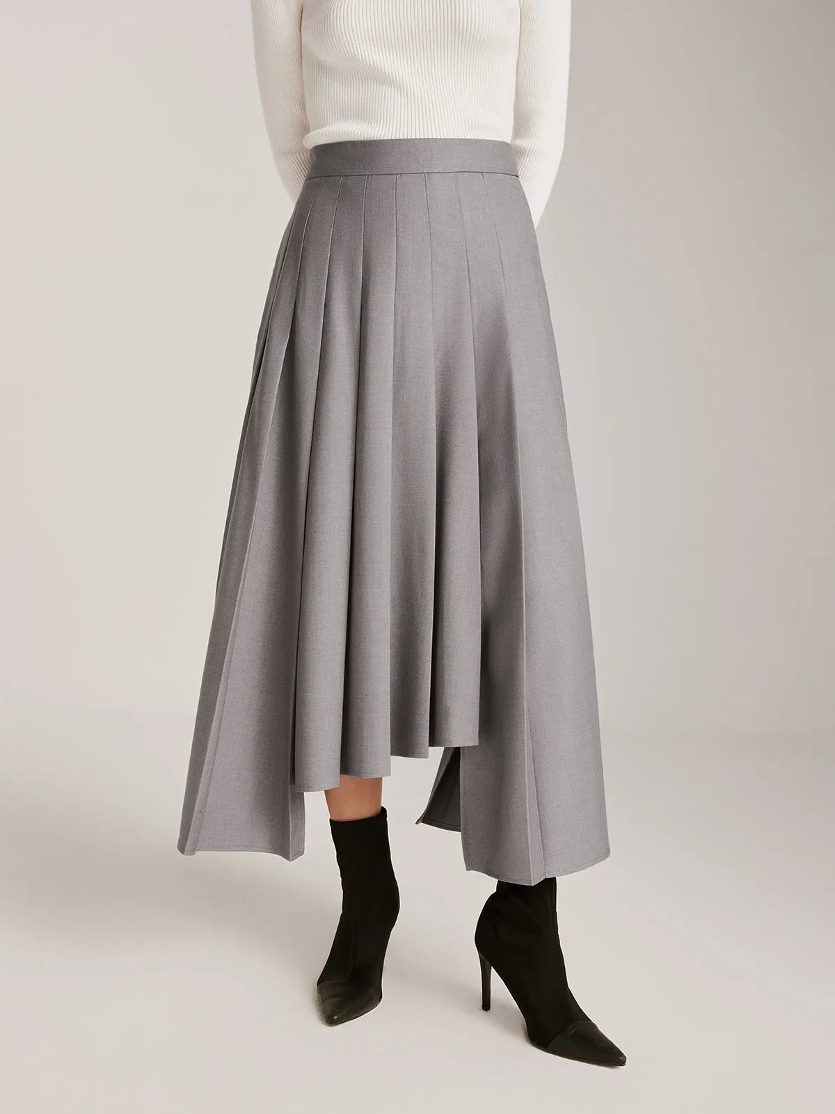 Asymmetrical Pleated Pockets Skirt