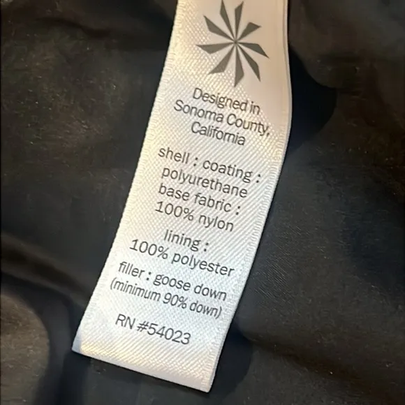 ATHLETA Silver Puffer Jacket Metallic Goose Down Zip size M