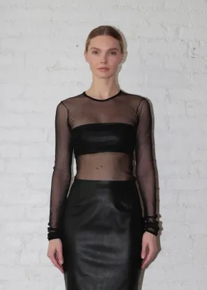 Audrey Long Sleeve Top in Silk Tulle