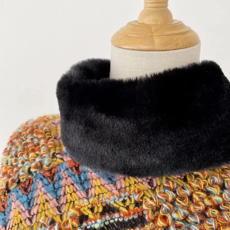 Autumn Winter  Capes National Knitted Cloak Women New Pullover Cloak Tassel Warm Shawl Imitation Wool Collar Ponchos