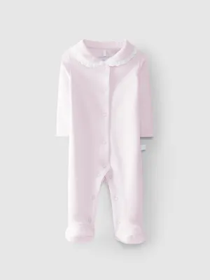 AW24 Laranjinha Baby Pink Ruffle Collar Babygrow I4001