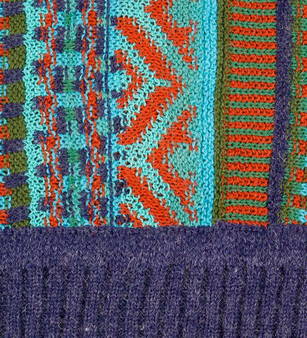 Baby Alpaca Blend Wool Kimono Sweater Poncho Knitted Lightweight Fitted Waist Wide Arms Multicolor Design Peru