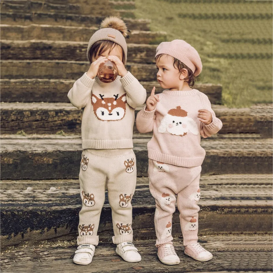 Baby Boys Girls Clothing Set of Top   Pants - Pink, Beige