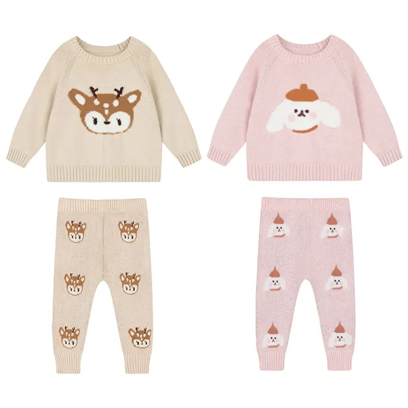 Baby Boys Girls Clothing Set of Top   Pants - Pink, Beige