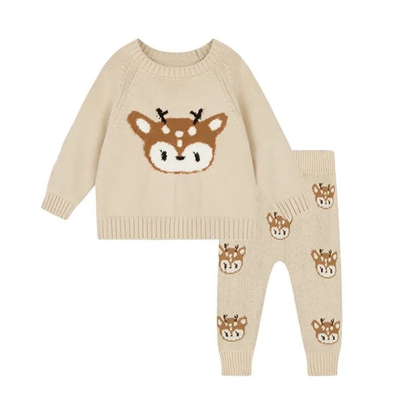 Baby Boys Girls Clothing Set of Top   Pants - Pink, Beige