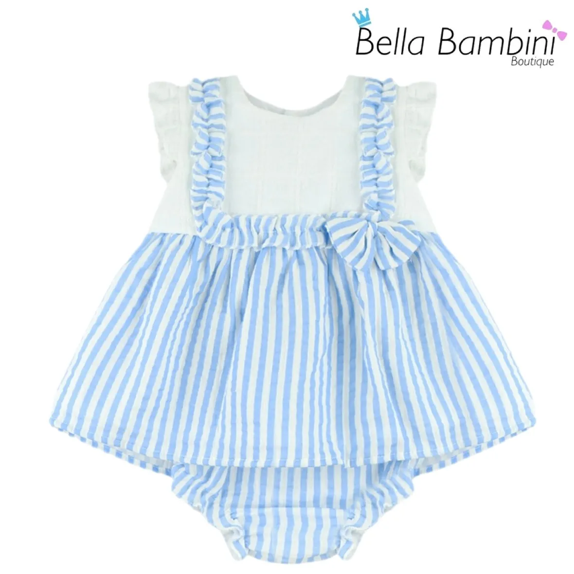 Baby Ferr Baby Girls Blue Stripe Dress