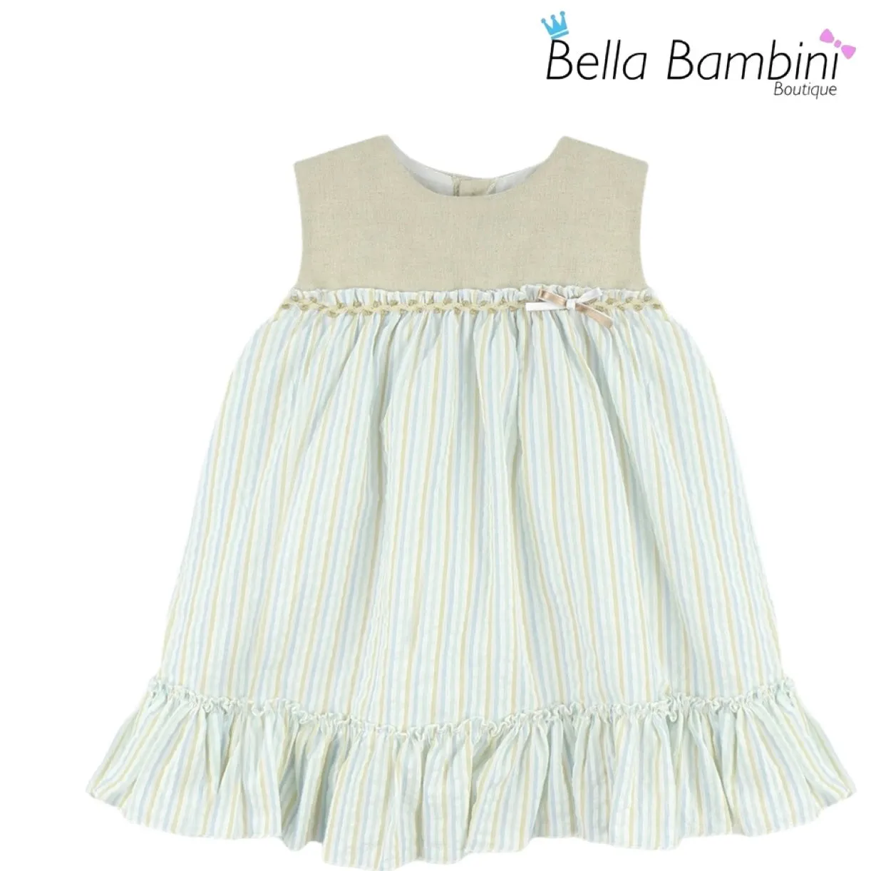 Baby Ferr Older Girls Beige Stripe Dres