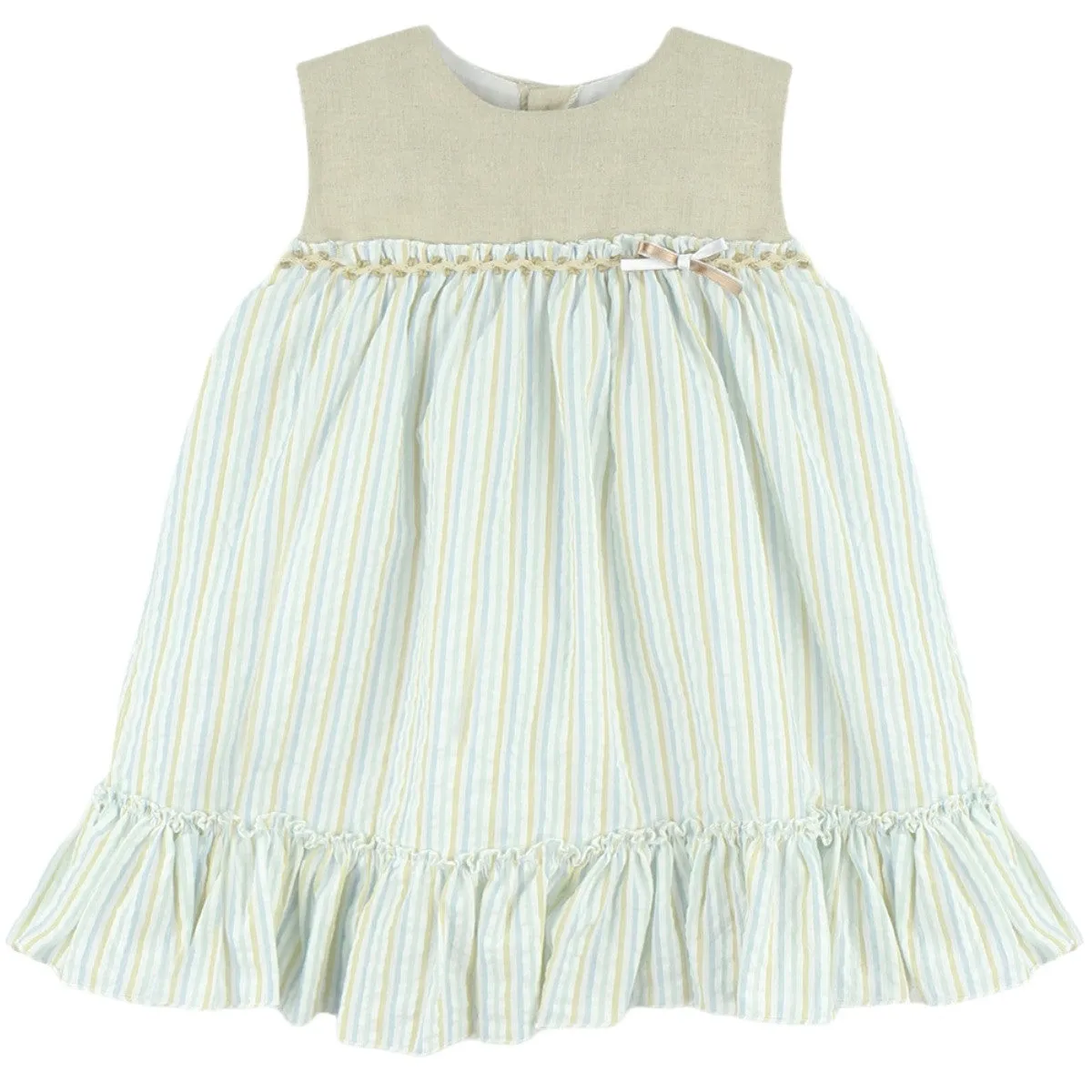 Baby Ferr Older Girls Beige Stripe Dres