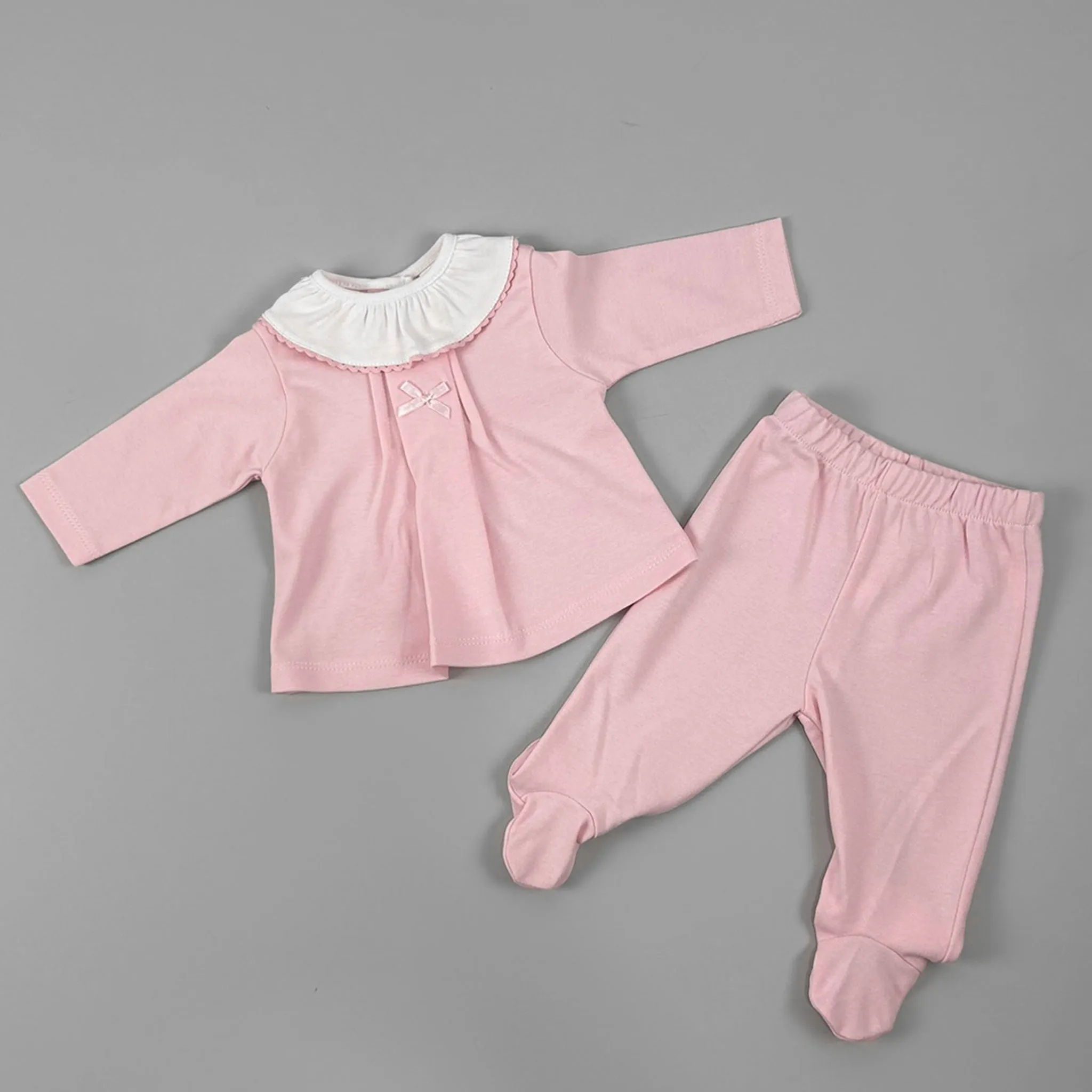 Baby Girls 2 Piece Cotton Set with ruff neck line