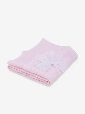 Baby Girls Lace Trim Knitted Shawl in Pink (106cm)