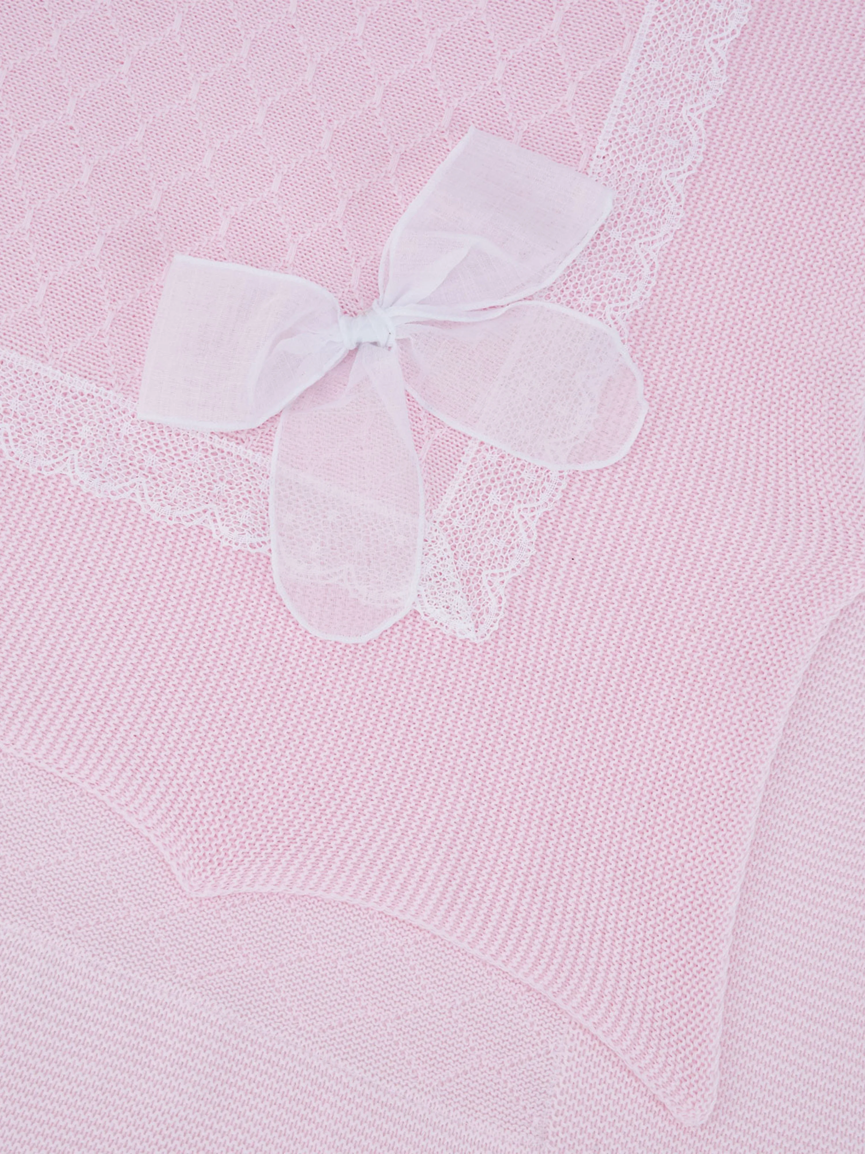 Baby Girls Lace Trim Knitted Shawl in Pink (106cm)