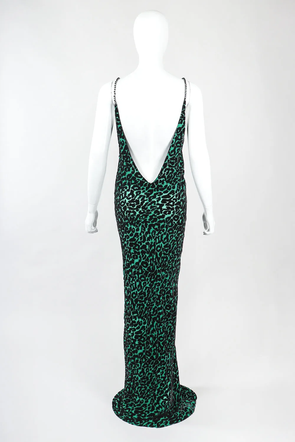 Backless Cheetah Velvet Burnout Gown