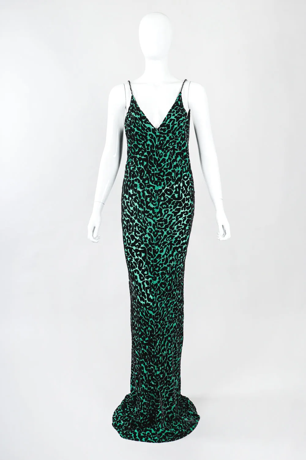 Backless Cheetah Velvet Burnout Gown