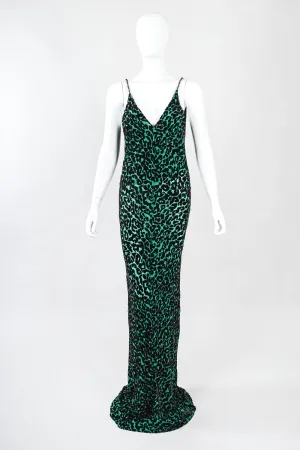 Backless Cheetah Velvet Burnout Gown