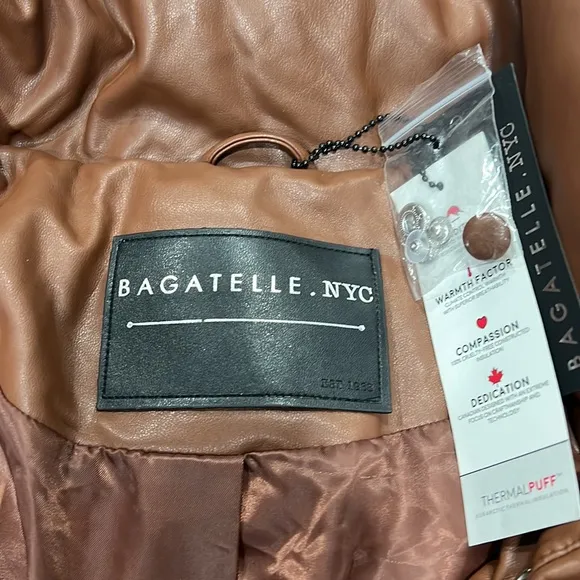 Bagatelle.nyc Oversize Faux Leather Puffer Jacket - Cognac