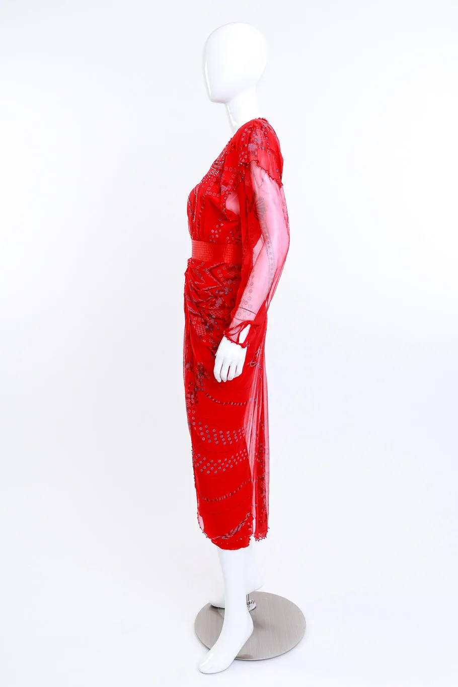 Bead Sequin & Rhinestone Ruched Gown