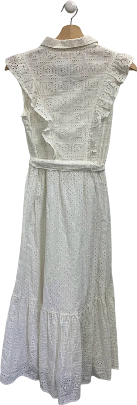 Beaufort & Blake White Eyelet Midi Dress UK 6