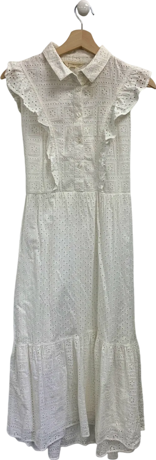 Beaufort & Blake White Eyelet Midi Dress UK 6
