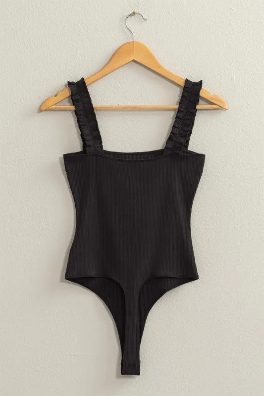 Berkley Ribbed Ruffle Strap Bodysuit