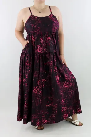 Berry Leopard - Strappy Maxi Dress - Pockets