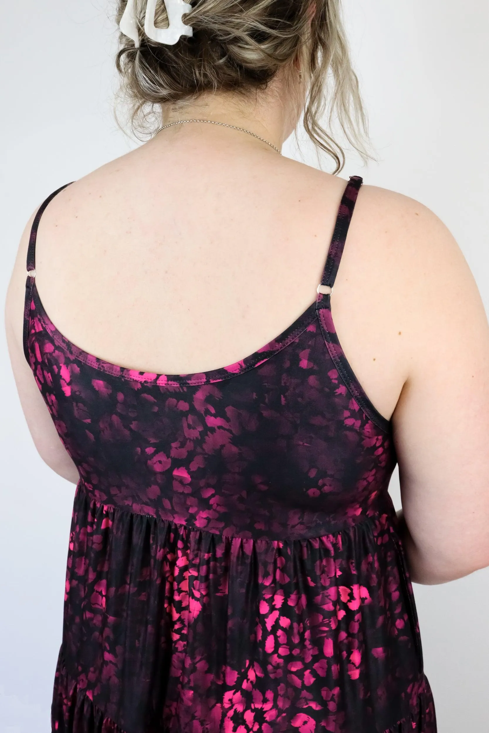 Berry Leopard - Strappy Maxi Dress - Pockets