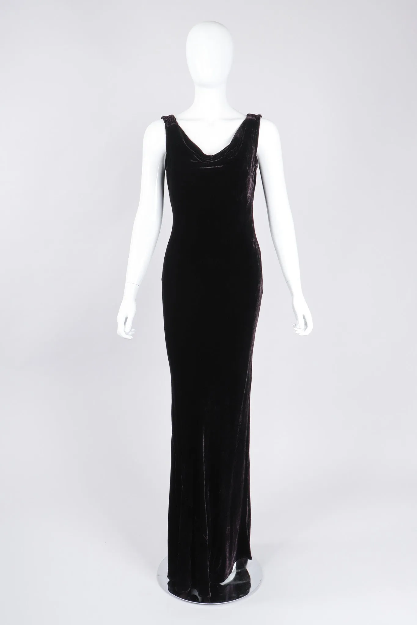 Bias Velvet Cowl Dress