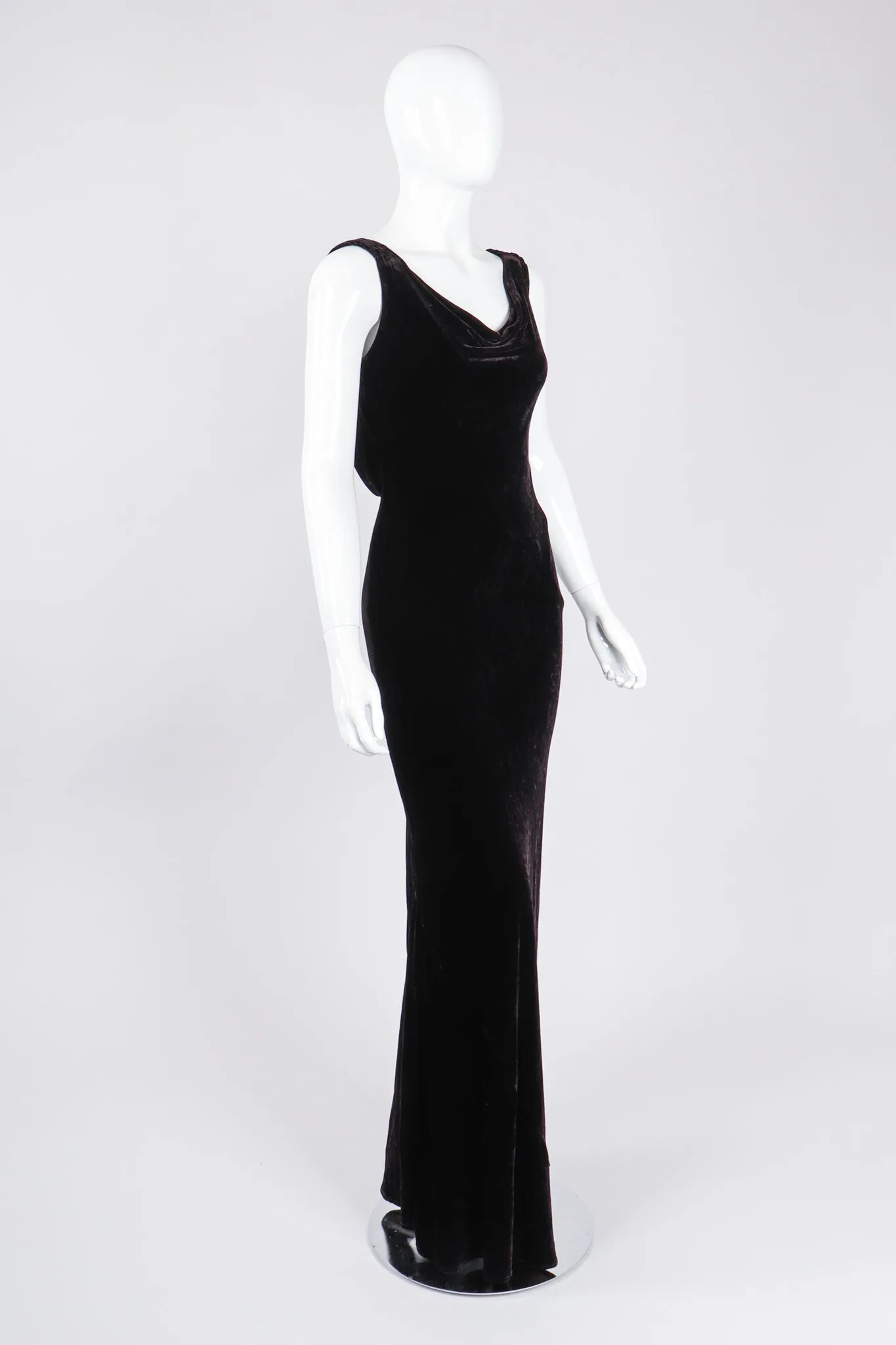 Bias Velvet Cowl Dress