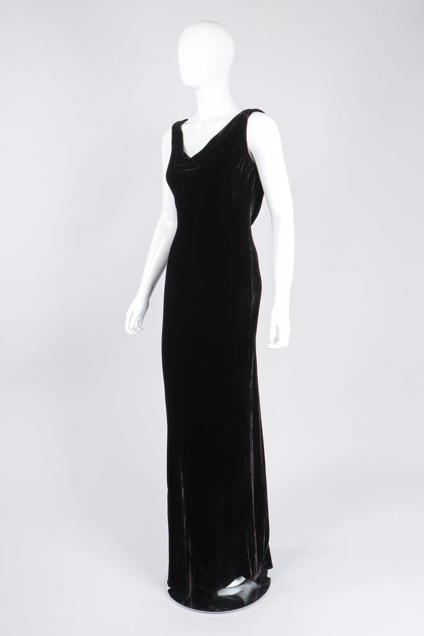 Bias Velvet Cowl Dress