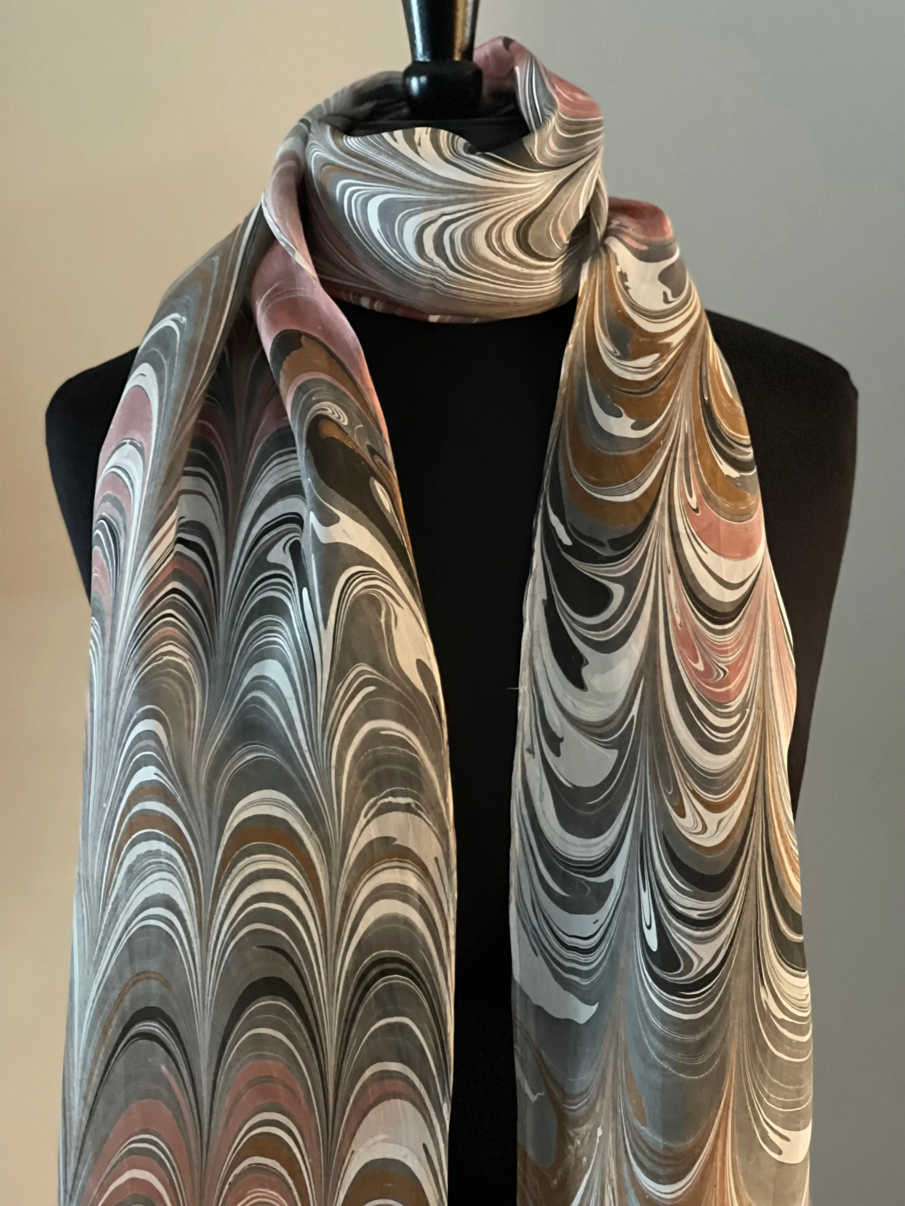 Big Stripes Neutral Patterned Habotai Silk