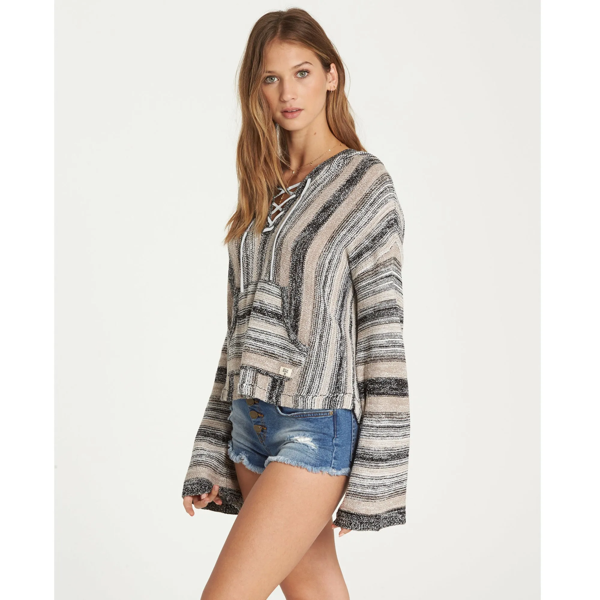 Billabong Women's Baja Beach 2 Classic hooded Poncho Sweater | Cream