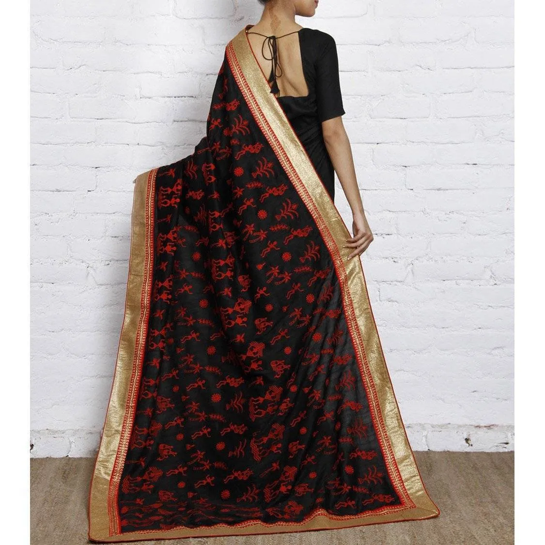 Black Bhagalpuri Silk Saree