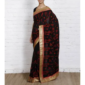 Black Bhagalpuri Silk Saree