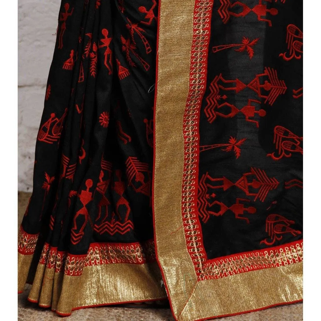 Black Bhagalpuri Silk Saree
