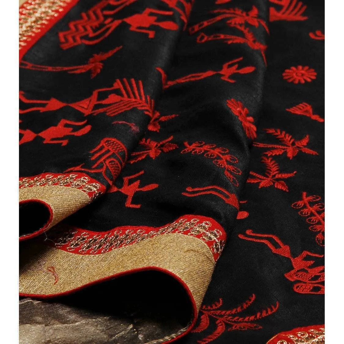 Black Bhagalpuri Silk Saree