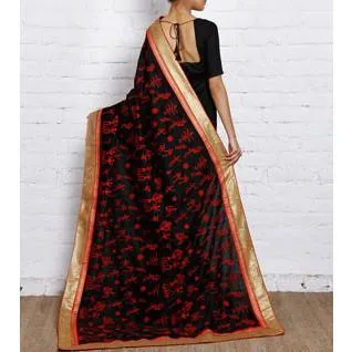 Black Bhagalpuri Silk Saree