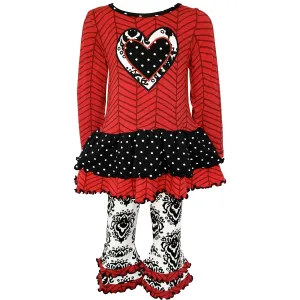 Black Damask Cream Herringbone Tunic And Legging Set 2T-10