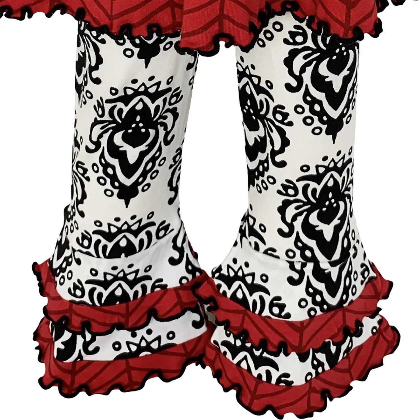 Black Damask Cream Herringbone Tunic And Legging Set 2T-10