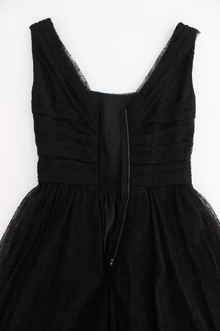 Black Floral Lace Sheath Maxi Dress