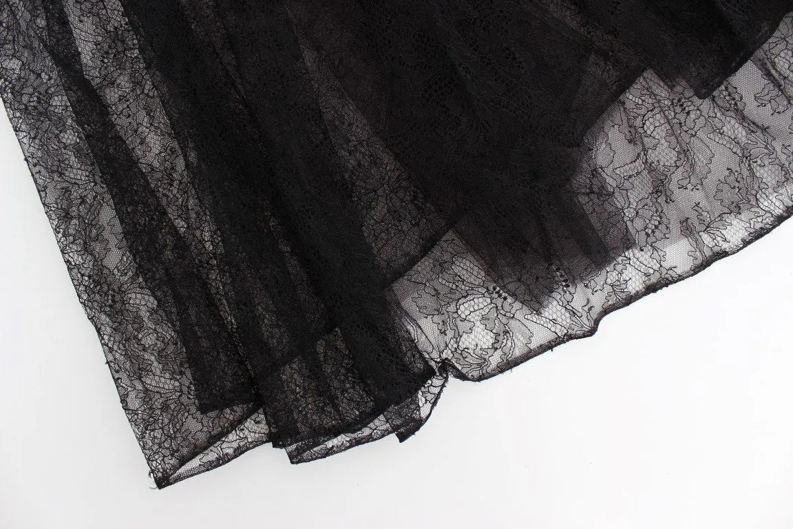 Black Floral Lace Sheath Maxi Dress