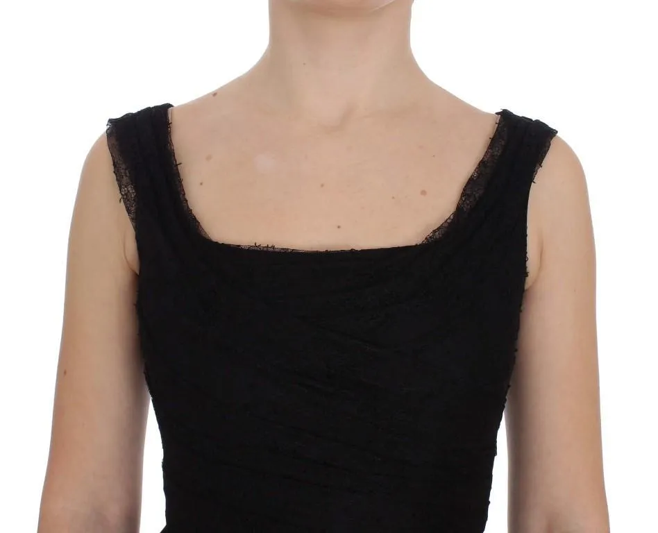 Black Floral Lace Sheath Maxi Dress